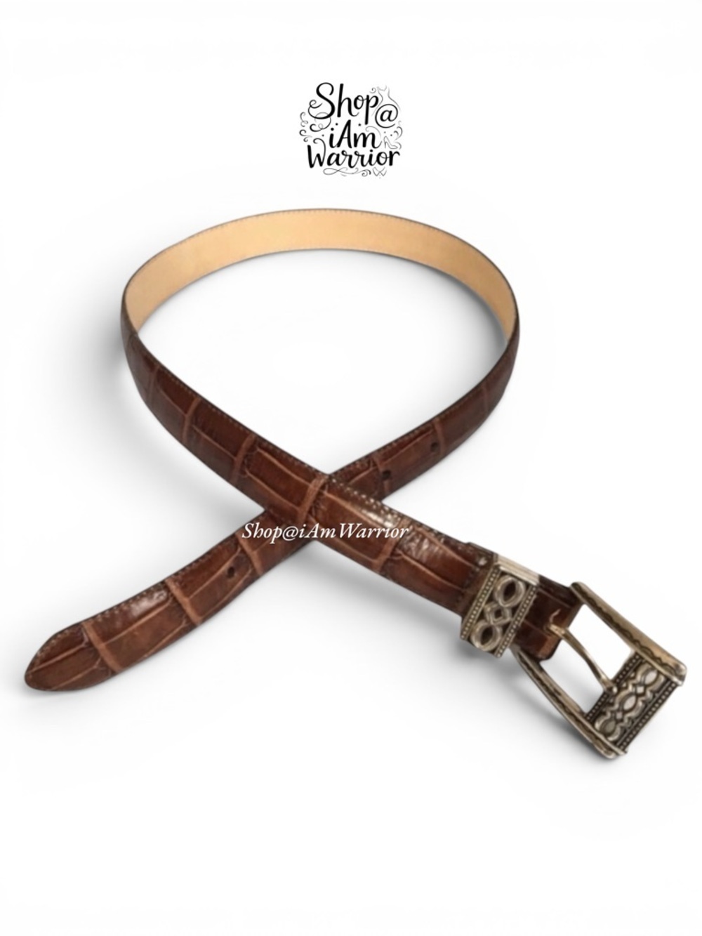 Brighton brown leather engraved silver buckle belt *shop@iamwarrior